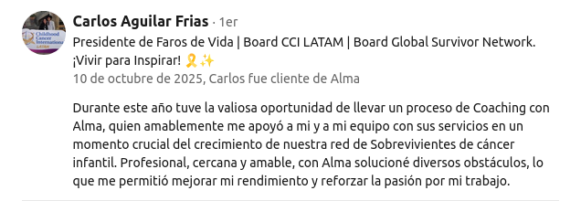 Testimonial Carlos Frias Faros de Vida CCI Latam - Coaching con Alma Seidel