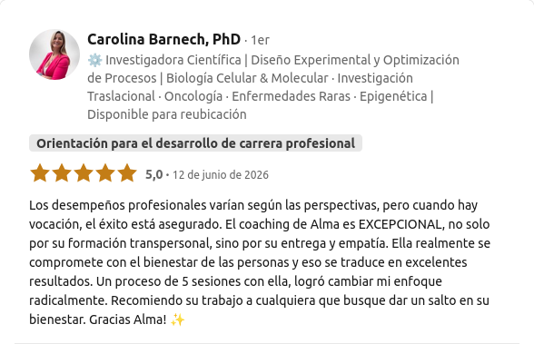 Testimonial - Recomendacion Carolina Barnech - Coaching con Alma Seidel